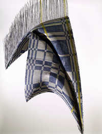 A textile developed by Estelle Bourdet marrying digital sketches and traditional weaving techniques - © Photograph: Moostang, Swiss Design Awards Blog