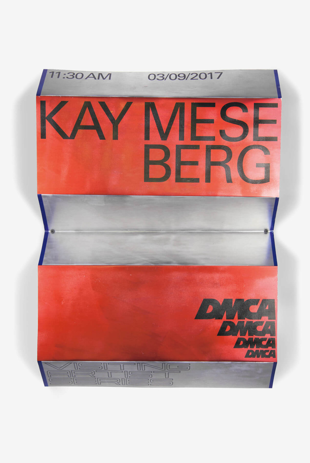 Ben Ganz’s Yale DMCA Visiting Artists poster (2017). Produced with a modified printer on aluminium plates that were then bent - © Photograph: Ben Ganz, Swiss Design Awards Blog