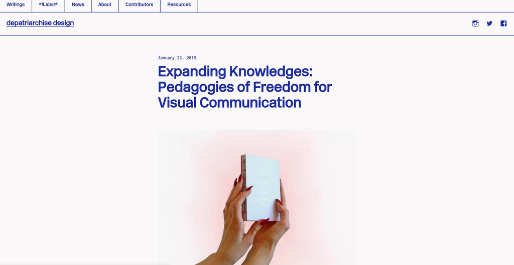 The digital platform developed by depatriarchise design to host a wide intersectional discussion on design patriarchy that amplifies female voices - © Image: depatriarchise design, Swiss Design Awards Blog